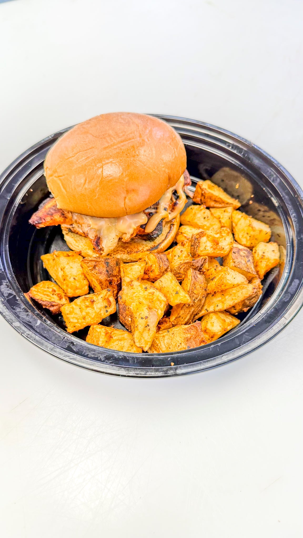 Grilled Chicken Burger w/ Roasted Potatoes