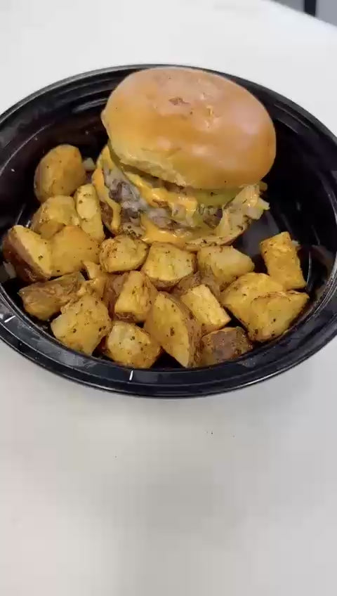 Double Smash Burger w/ roasted potatoes